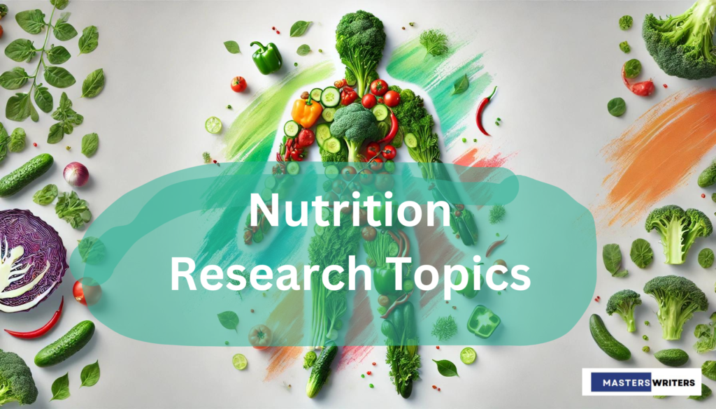 Creative arrangement of various fresh vegetables forming the shape of a human body, including broccoli, tomatoes, cucumbers, peppers, and leafy greens, on a light background with abstract colorful brush strokes. Perfect visual representation for nutrition research topics